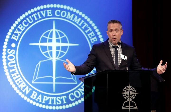 Southern Baptist Convention President J.D. Greear speaks to the denomination's executive committee in Nashville, Tennessee, on February 18, 2019.