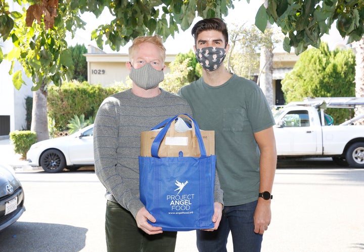 Jesse Tyler Ferguson (left) and his husband, Justin Mikita, spent Thanksgiving delivering meals to Project Angel Food clients