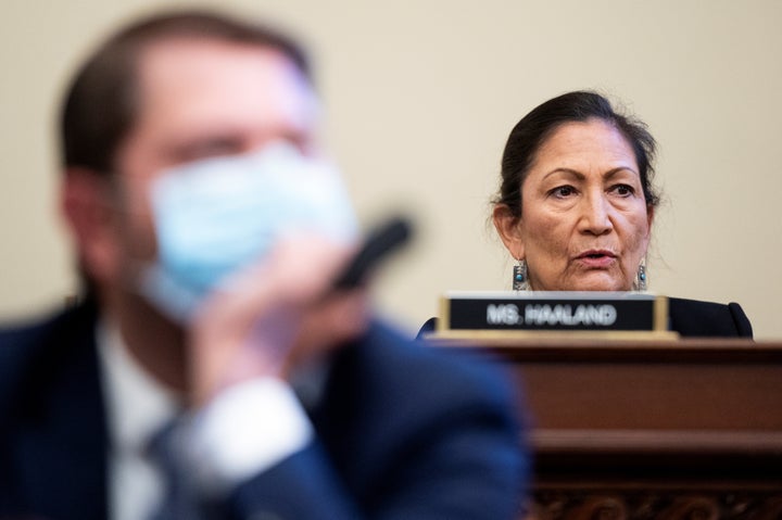 Rep. Deb Haaland listens to witnesses in a House Natural Resources Committee hearing on July 28.