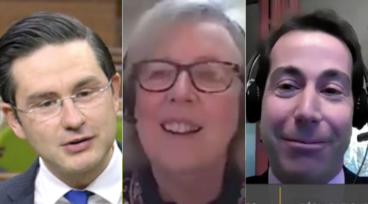 Conservative MP Pierre Poilievre, Green Party Parliamentary Leader Elizabeth May and Liberal MP Anthony Housefather take part in a House of Commons tradition Wednesday, each reading their renditions of "'Twas The Night Before Christmas."