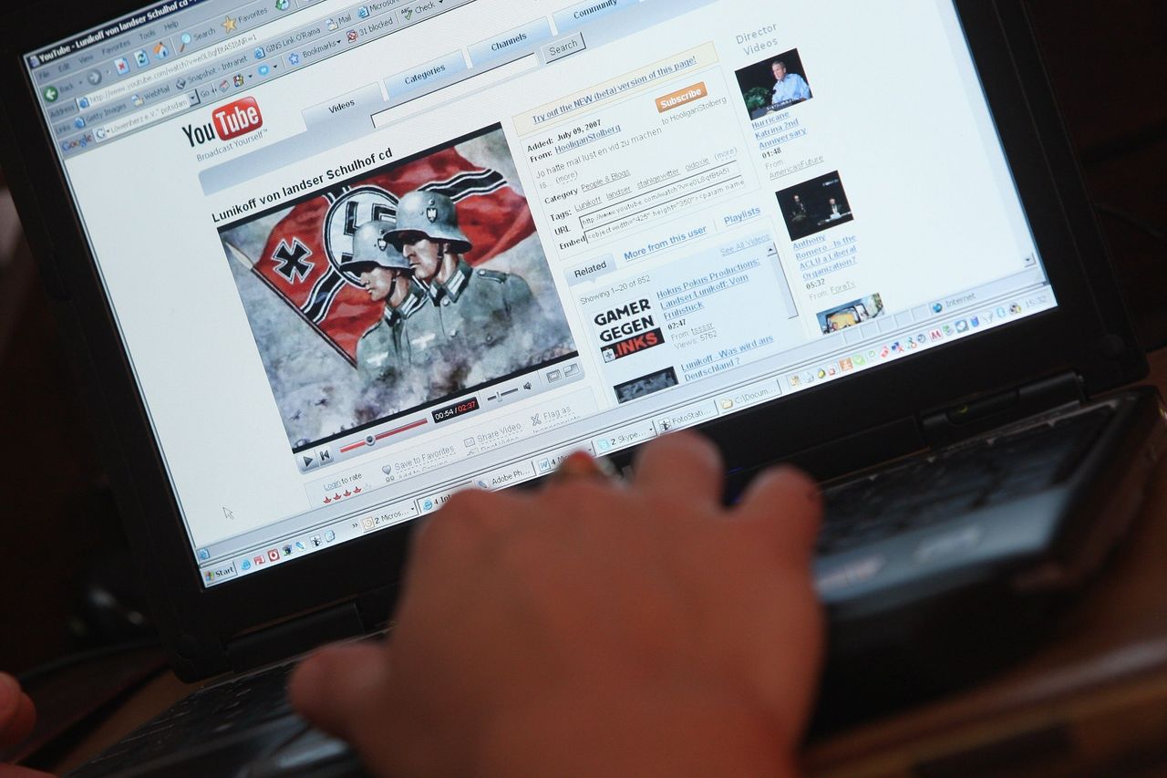A video from the German neo-Nazi music band Lunikoff is seen on YouTube on August 27, 2007 in Berlin, Germany. German government officials have called for an investigation into YouTube for allowing right-wing groups to use the Internet platform for disseminating neo-Nazi material.