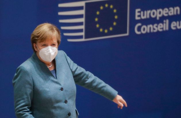 German Chancellor Angela Merkel attends a panel discussion at an EU summit at the European Council ...