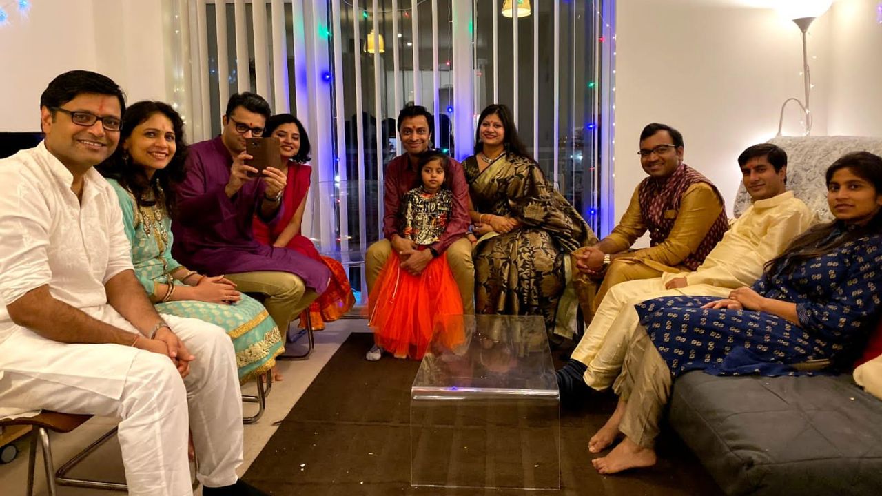 Shipra Jain Khanna and her husband Yash celebrating Diwali with friends in a previous year