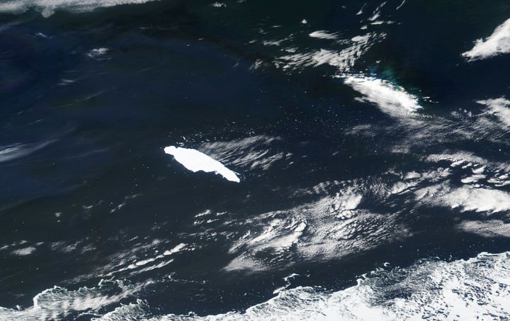 A satellite image of the A-68A iceberg near South Georgia island in the South Atlantic, taken November 21, 2020.
