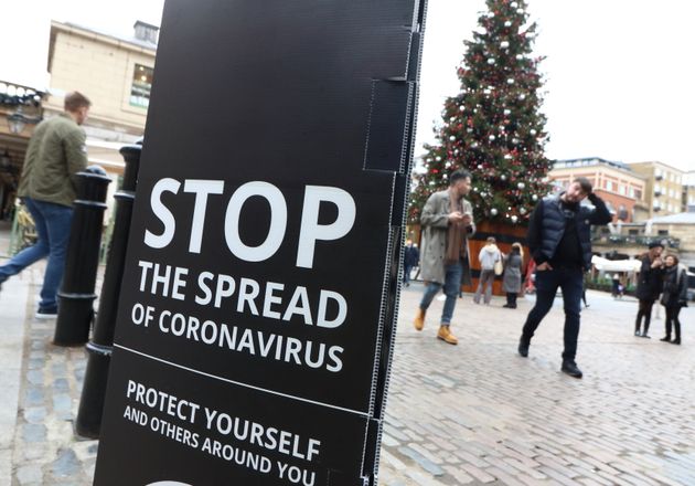 A 'Stop the spread of Coronavirus' sign seen in Covent Garden. 