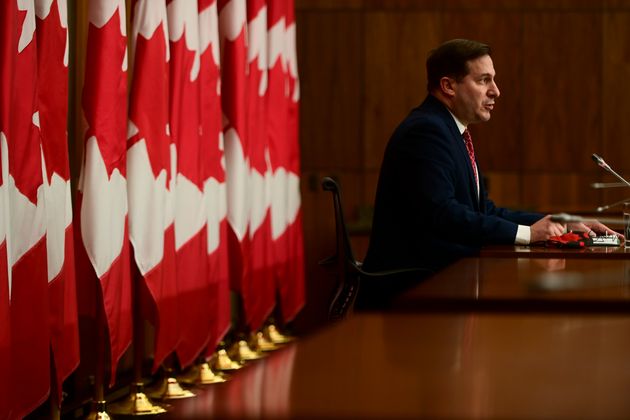 Minister of Immigration, Refugees and Citizenship Marco Mendicino holds a press conference in Ottawa on Nov. 12, 2020. 

     