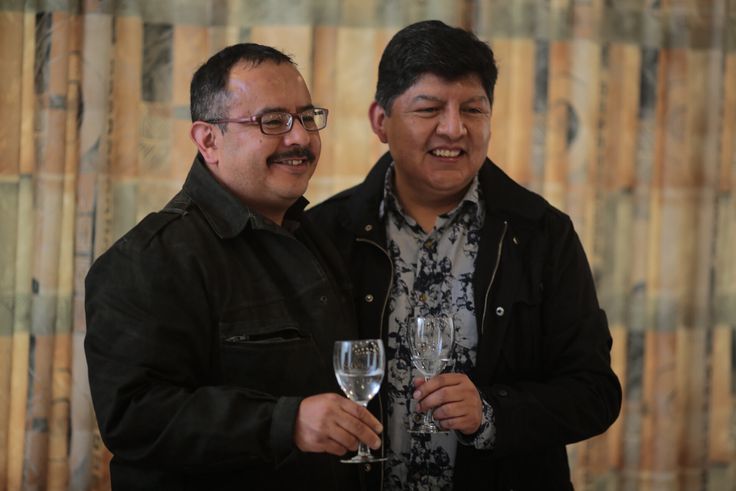 Guido Montaño (left) and David Aruquipa pose in Bolivia on Dec. 11, 2020.