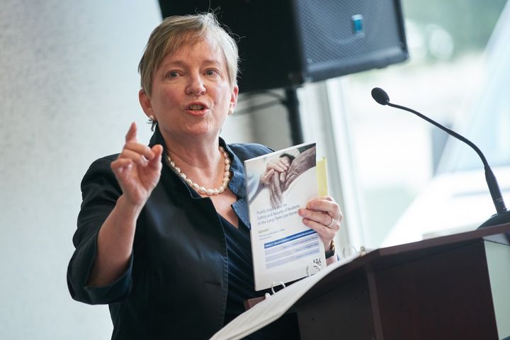 Justice Eileen E. Gillese, Commissioner of the Public Inquiry into the Safety and Security of Residents in the Long-Term Care Homes System delivers her report in Woodstock, Ont. on July 31, 2019.