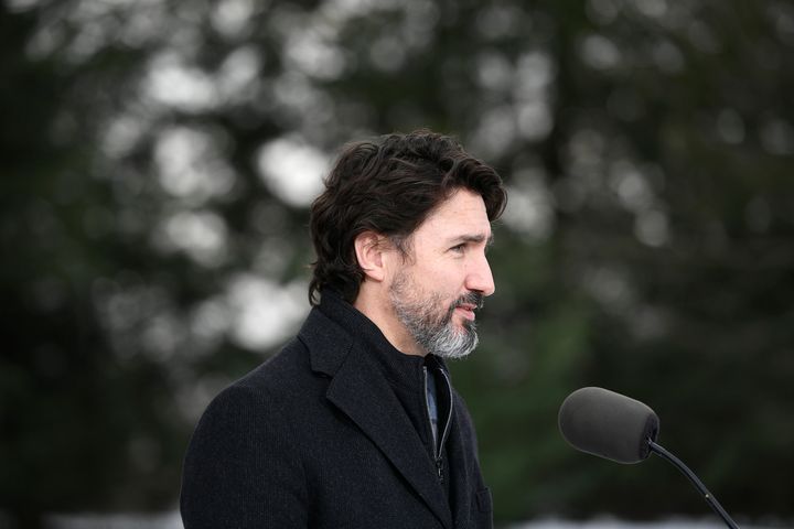 Prime Minister Justin Trudeau speaks at the Dominion Arboretum in Ottawa on Dec. 11, 2020.