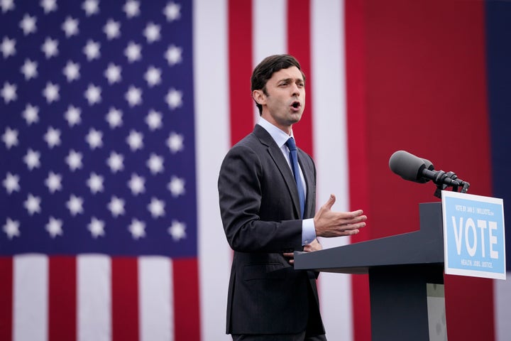 Ossoff at a campaign rally this month. He's facing GOP Sen. David Perdue in a runoff election on Jan. 5. 