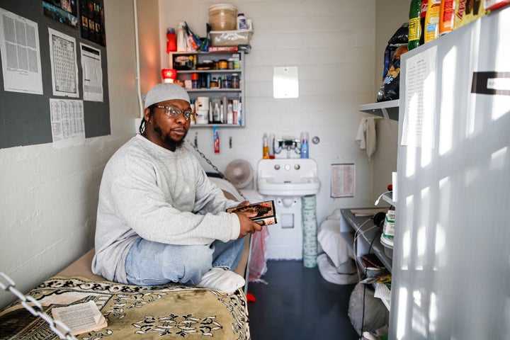 In this Feb. 13, 2020, file photo, Myon Burrell sits inside his cell at the Minnesota Correctional Facility in Stillwater, Mi