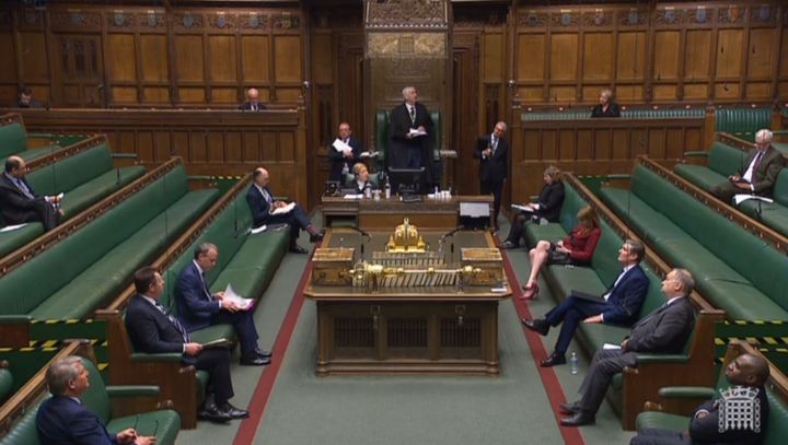 Screen grab of Speaker Sir Lindsay Hoyle speaking during Prime Minister's Questions in the House of Commons, London.