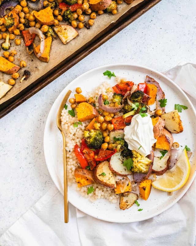 Easy Vegetarian Sheet Pan Dinner from A Couple Cooks