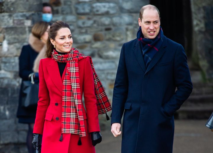 The Duke and Duchess of Cambridge pictured visiting Cardiff Castle on Dec. 9 as part of their three-day royal train tour of the U.K. 