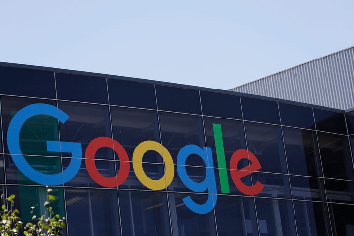 FILE - This July 19, 2016, file photo shows the Google logo at the company's headquarters in Mountain View, Calif. Software developer Tim Chevalier, a former Google employee who is transgender, is suing the tech company over issues of diversity. Chevalier's lawsuit was filed Wednesday, Feb. 21, 2018, in San Francisco County Court. (AP Photo/Marcio Jose Sanchez, File)