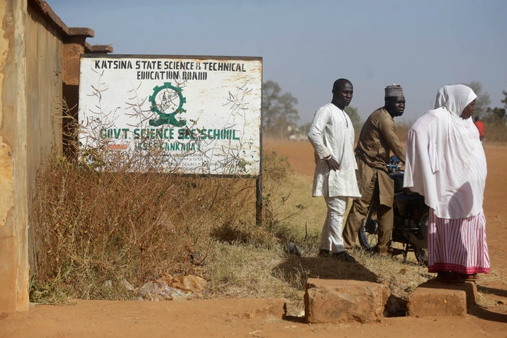 Parents of the missing Government Science secondary school students wait for news on their children in Kankara, Nigeria, on D