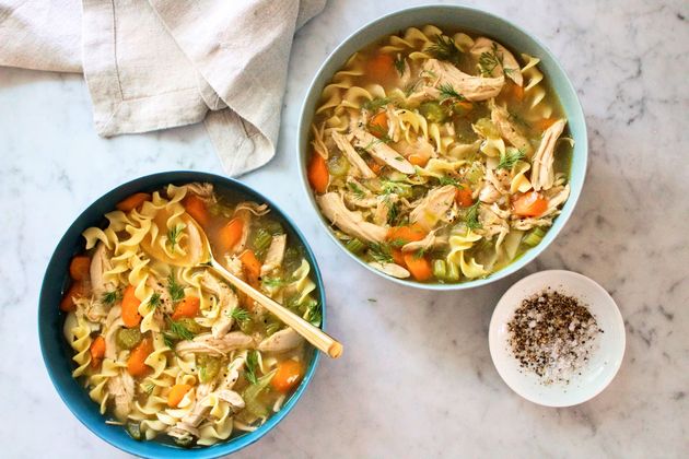 Homemade chicken soup — including homemade chicken stock — is a simple winter meal. 