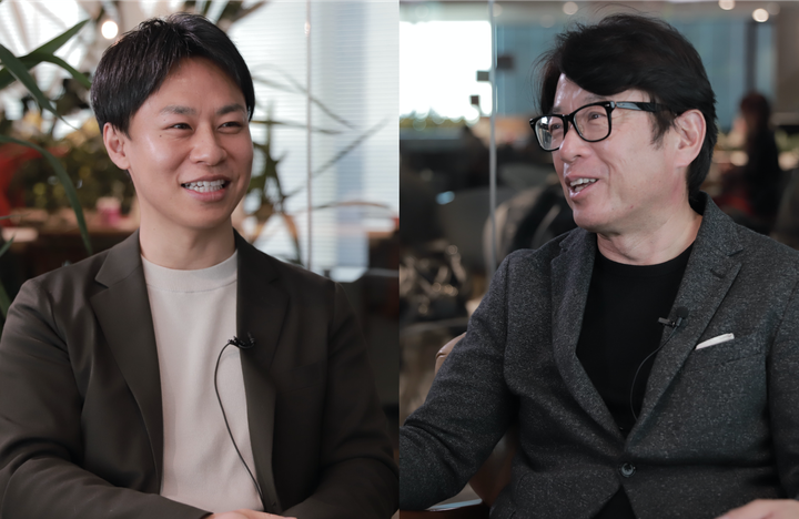 メディアで初めて対談する実業家の山中哲男さん（左）とトリドール社長の粟田貴也さん（右）