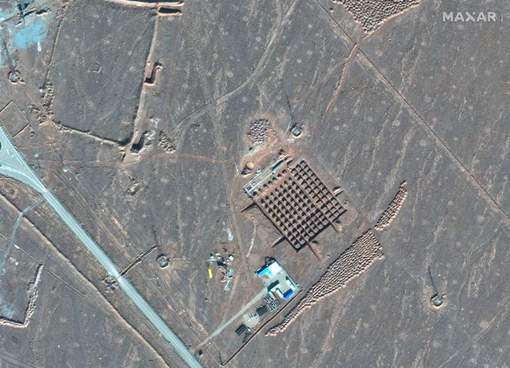 This Dec. 11, 2020, satellite photo by Maxar Technologies shows construction at Iran's Fordo nuclear facility. Iran has begun construction on a site at its underground nuclear facility at Fordo amid tensions with the U.S. over its atomic program, satellite photos obtained on Dec. 18, 2020, by the Associated Press show. 
