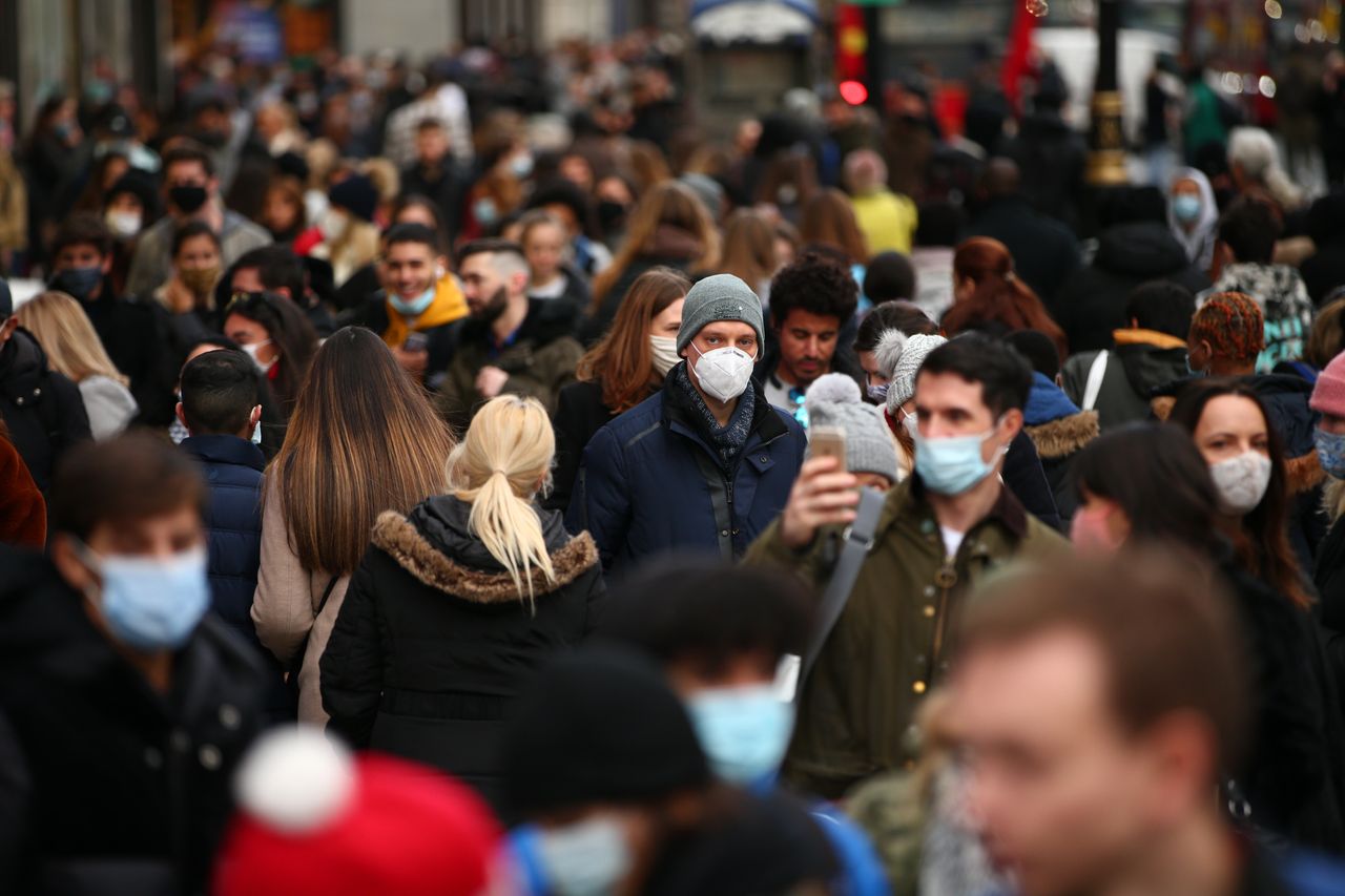 Shoppers on a busy Oxford Street in London in the run-up to Christmas.