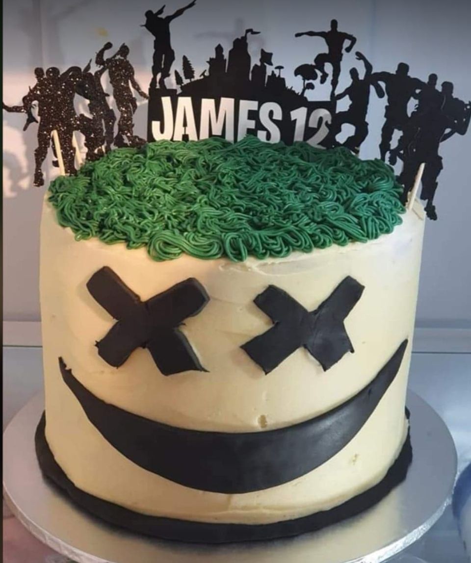 The Fortnite inspired cake for James' 12th birthday