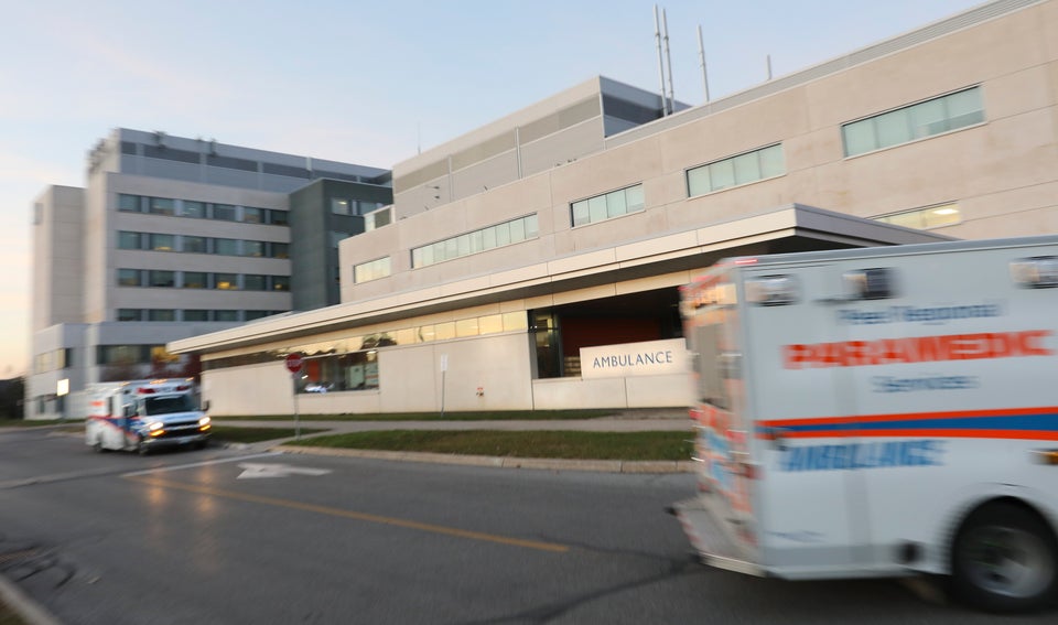 Ambulances at Brampton Civic Hospital.