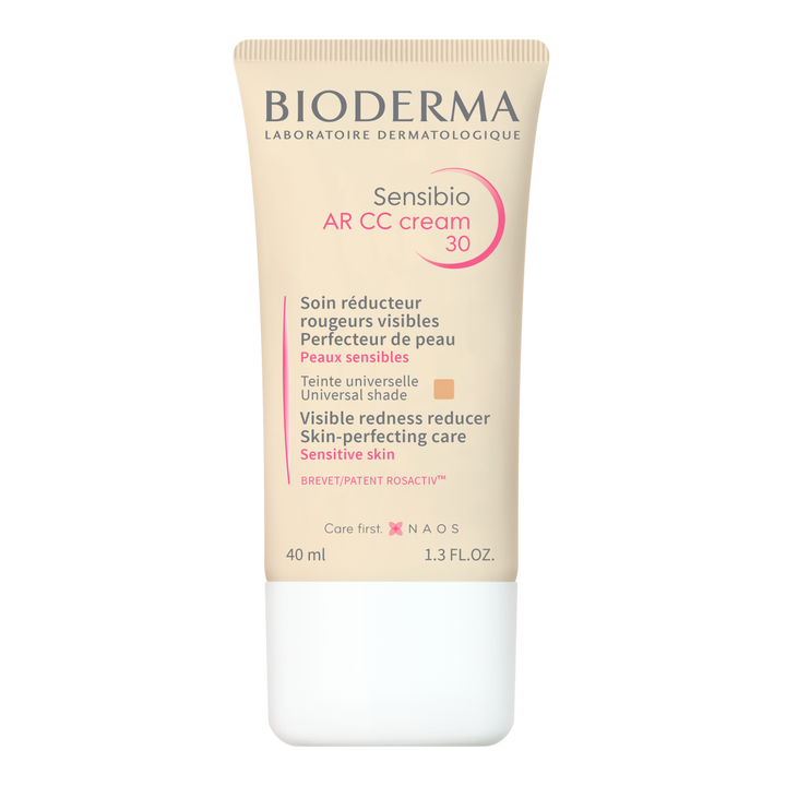 Sensibio Ar CC Cream par Bioderma -<a href="https://www.bioderma.ca/fr/produits/sensibio/ar-cc-cream-30/" target="_blank" rel="noopener noreferrer"> 27,90$</a>