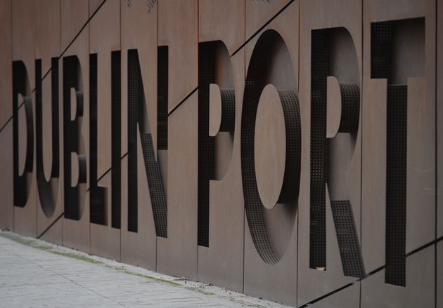 Dublin Port sign. On Thursday, December 17, 2020, in Dublin, Ireland. (Photo by Artur Widak/NurPhoto via Getty Images)