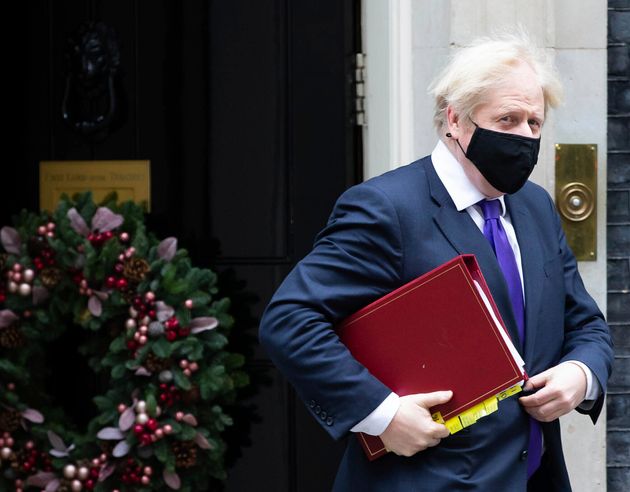 British Prime Minister Boris Johnson leaves 10 Downing Street for Parliament on