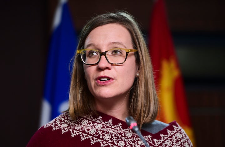 Karina Gould, Minister of International Development holds a press conference on Parliament Hill in Ottawa on Dec. 10, 2020.