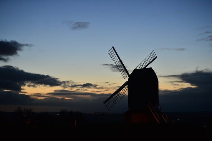 A general view of Brill windmill at sunset on December 20, 2020 in Brill, England. (Photo by Jim Dyson/Getty Images)