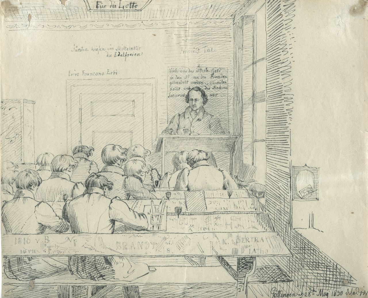 Ο Γιάκομπ Γκριν εν ώρα διδασκαλίας 1830