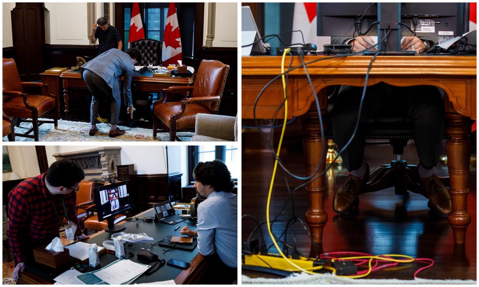 Tech support for Trudeau in Ottawa on May, 28, 2020. 