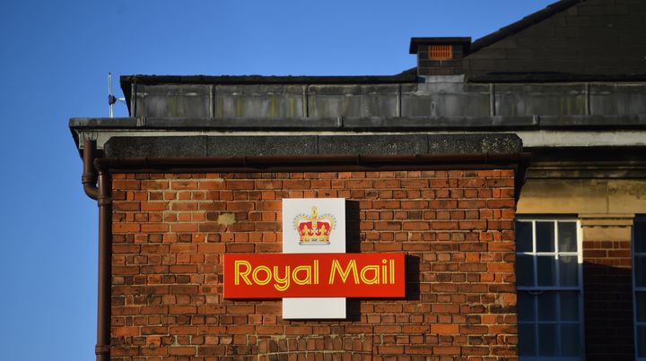 STAFFORD, ENGLAND - NOVEMBER 22: The Royal Mail logo is seen outside a Delivery Office on November 22, 2020 in Stafford, England. (Photo by Nathan Stirk/Getty Images)