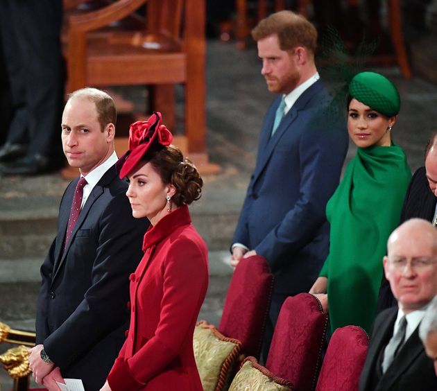 The Sussexes and Cambridges attend the annual Commonwealth Service at Westminster Abbey in London on March 9. 