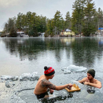 Just 2 Canadians Chilling Out In A Frozen Lake, Playing