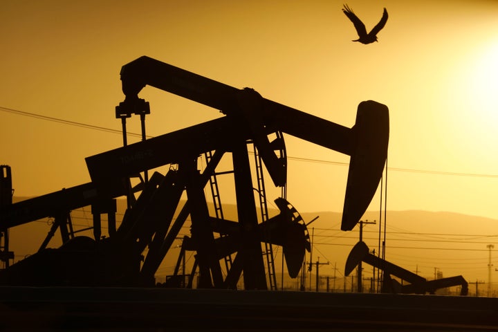 An oil well in the McKittrick oil field, just north of the town of McKittrick, California. 