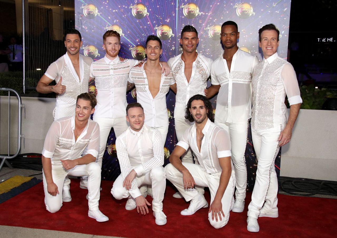 Kevin with the rest of the male Strictly professionals at last year's red carpet launch