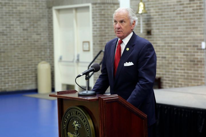 South Carolina Gov. Henry McMaster takes a moment before responding to a question at a news conference on Wednesday, Dec. 2, 2020, in Columbia, S.C. McMaster was announcing his appointment of Robert Woods IV to be the director of the Department of Public Safety. Woods has been interim director of the agency since February. (AP Photo/Jeffrey Collins)