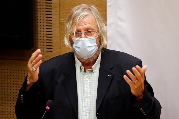Didier Raoult lors d'une audition face aux sénateurs le 15 septembre 2020 (AP Photo/Francois Mori)