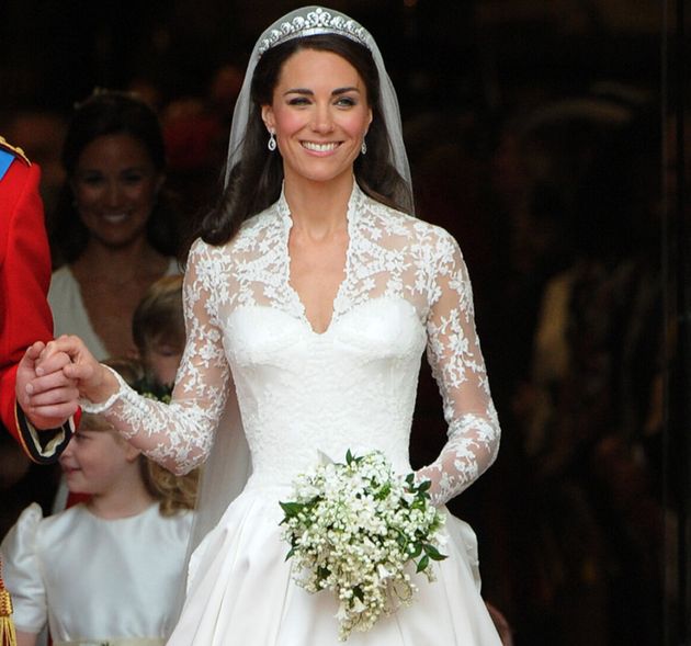 Kate, Duchess of Cambridge, at her wedding to Prince William on April 29, 2011. Chloe Savage was part of the team that applied the lace detailing to her dress.