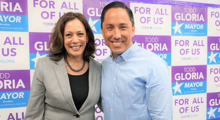 Gloria with Vice President-elect Kamala Harris in August 2020.