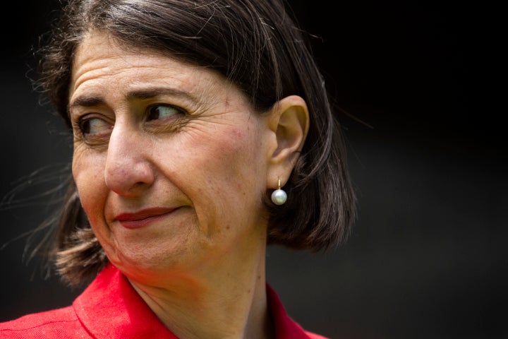 NSW Premier Gladys Berejiklian looks on during a COVID-19 update press conference at NSW Parliament House on December 23, 2020 in Sydney, Australia. 