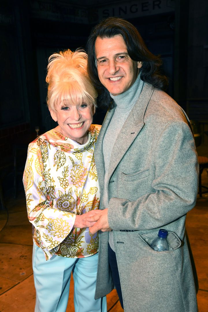 LONDON, ENGLAND - APRIL 03: Barbara Windsor poses with husband Scott Mitchell as she meets the cast of "The Only Fools and Horses the Musical" on April 03, 2019 in London, United Kingdom. (Photo by Dave J Hogan/Dave J Hogan/Getty Images)