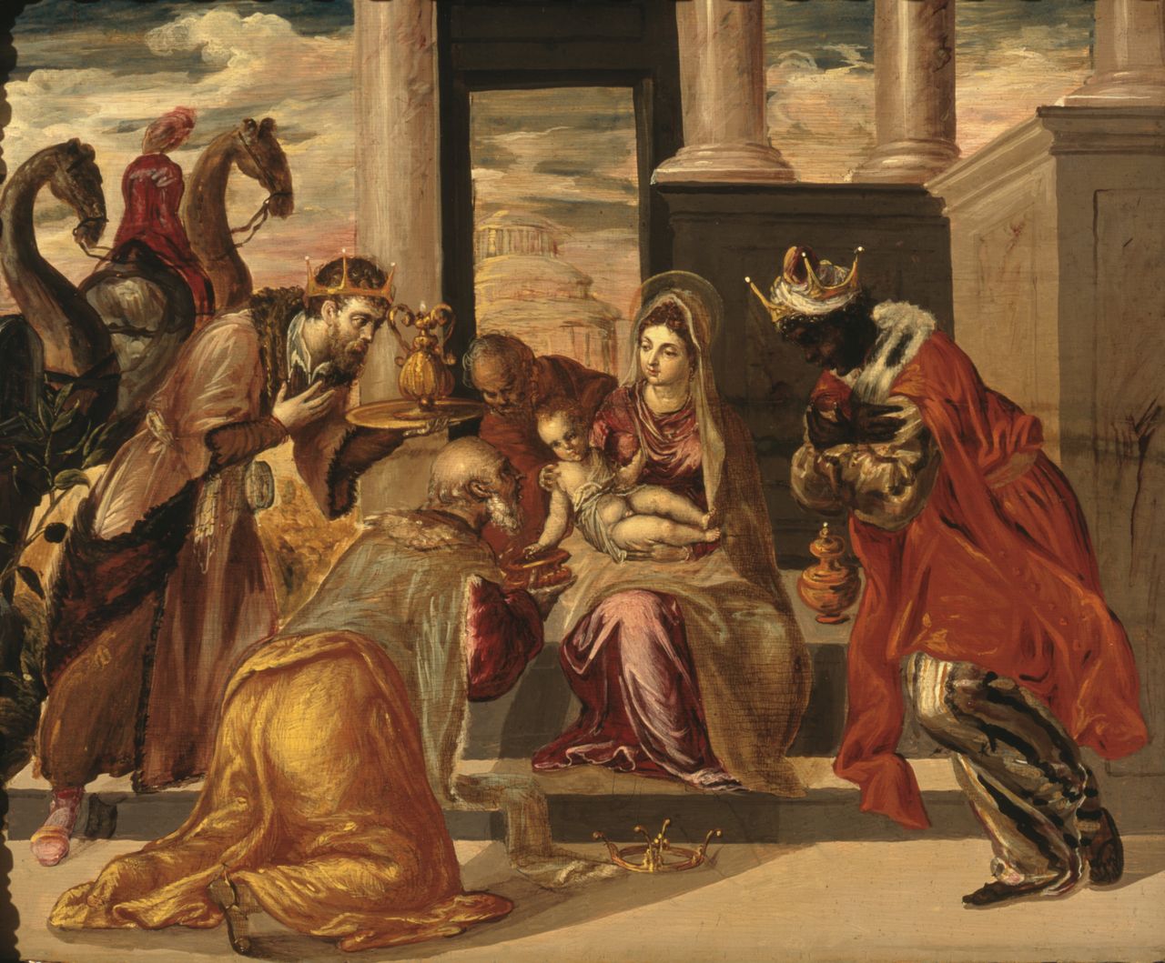 «Η προσκύνηση των Βασιλέων Μάγων», έργο του El Greco, 1568 (Μουσείο Σουμάγια, Πόλη του Μεξικού)
