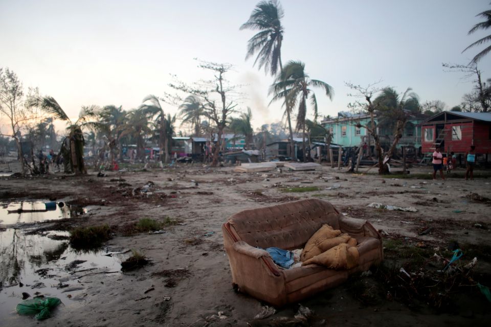 A couch is pictured in the aftermath of Hurricane Iota in Bilwi, Nicaragua, November 27.