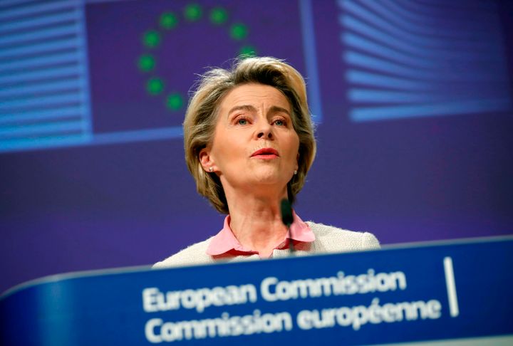 European Commission President Ursula von der Leyen addresses a media conference on Brexit negotiations at the EU headquarters in Brussels, on December 24, 2020.