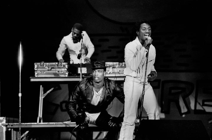 John "Ecstacy" Fletcher, center in the hat, performs with Whodini during a 1984 concert in Chicago.