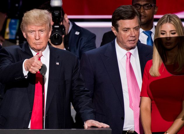 Then-GOP candidate Donald Trump with his campaign manager, Paul Manafort, who received a presidential pardon several years later.