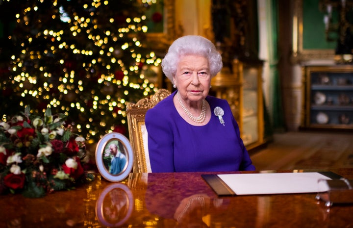 In this undated photo issued on Friday, Queen Elizabeth II records her annual Christmas broadcast in Windsor Castle, Windsor, England.